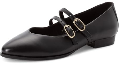MARCO TOZZI Ballerine da donna morbido plantare Feel Me pelle fodera interna morbida a punta, nero (BLACK), 41 EU