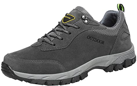 Zapatillas de senderismo para hombre, de piel, antideslizantes, impermeables, con soporte de arco, ligeras, cómodas, para senderismo, gimnasio, con cordones, antideslizantes, para caminar al aire