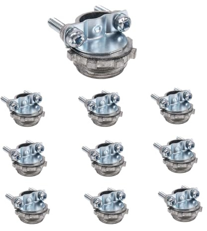 10-Pack ½ Wire Clamps - Steel Clamp Type Cable Connectors - Metallic Conduit Cable Clamp Connectors for Secure Grounding & Cable Protection