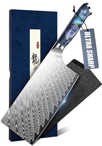 DRAGON RIOT Hackmesser Küche, Scharfes Küchenbeil mit Scheide, Profi Hackbeil Edelstahl Fleichmesser, Mehrzweck Chinesisches Kochmesser mit Ergonomischem Griff