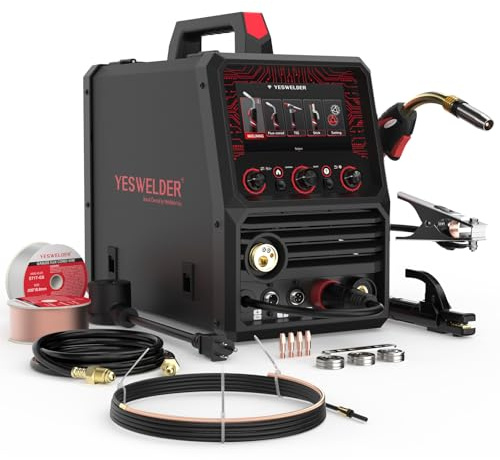 YESWELDER Multifunctional MIG Welder, Dual Pulsed 7-Inch LCD Screen 120V/240V, 6-In-1 MIG/Pulsed MIG/Flux Core/Spool Gun Compatible/Lift TIG/Stick Welding Machine DP200
