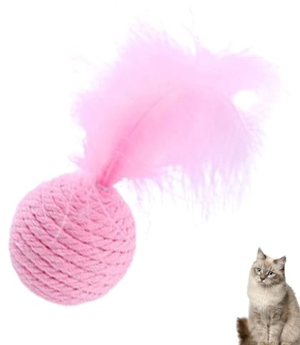 Ball Cat Toy, Cat Toy Ball med fjäder - Träningsleksak för kattungar - Bittålig kattleksak Kattleksaker med fjädrar för och husdjur