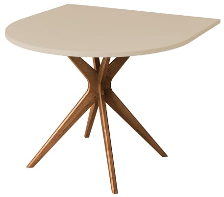 RAGABA Jubi halvovalt matbord 80 x 80 cm, massivt askträ + laminerad och lackerad MDF-skiva, beige-brun, ekben