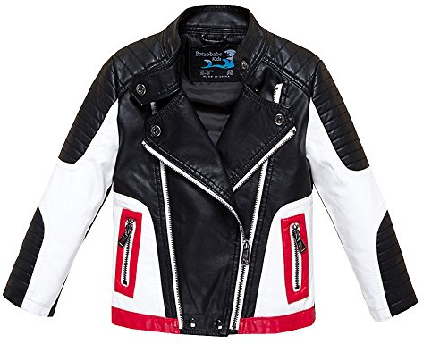 BUDERMMY Boys Leather Motorcycle Pilot Jackets Toddler Coats Black Size 14
