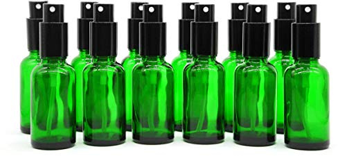 Yizhao Grön Sprayflaska Glas 30ml, med Liten Fin Dimma-spray, Metalllock, Påfyllningsbara för Eterisk Olja, Resa, Rengöring, Parfym, Aromaterapi, Mmakeup – 24 Stycken