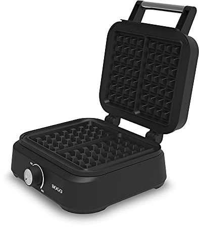 SOGO Máquina para Gofres - Gofrera con Potencia de 1500W, Diseño en Negro y Acero Inoxidable, para Deliciosos Gofres Caseros Crujientes y Dorados (SS-7235)