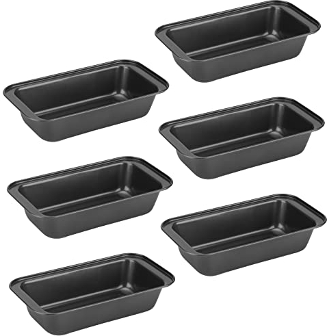 ZEONHAK 6 PCS 1lb Black Loaf Bread Tin, 10 x 5 x 2.4 Inch Non Stick Loaf Baking Pan, 25 x 13 x 6cm Rectangular Bread Pans for Baking Cake