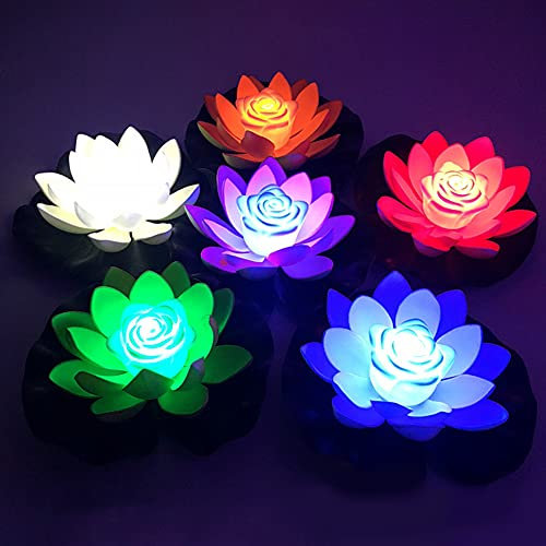 AVZYARDY Luère Piscine Flottante,L LED Flottante, Luère Piscine LED,L nuit fleur lotus artificielle à pil,Étanche Boule Luneuse Piscine pour Piscine, Fontaine, Spa