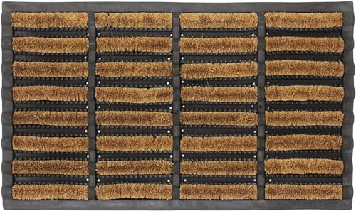 4All Door Mat 40x60cm – Heavy Duty Coir Door Mats Outdoor with Non-Slip Rubber Back – Durable Super Absorbent Machine Washable Outdoor Mat for Mud, Rain, and Dirt Control (Pack of 1)