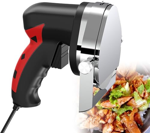 Pveanns Affettatrice elettrica per Kebab, Coltelli da Intaglio elettrici Portatili Kebab, Coltello per Kebab Turco, Spessore Regolabile, Acciaio Inossidabile per Agnello, Manzo, Pollo, ECC.
