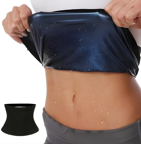 Sweat Belt for Weight Loss Women - Waist Trainer Sauna Belts Waist Cincher Fitness Hot Slimming Workout Thermal Body Shaper Band - Elevates Aerobic Intensity and Increases Perspiration Black