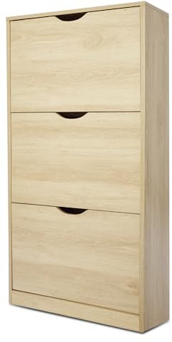 TIENDA EURASIA – Zapatero | 3 Puertas Abatibles de Almacenamiento | Medidas 118x60x24 cm | Estructura de aglomerado de Madera (PB) | para 18 Pares de Zapatos |Zapatero Entrada Recibidor (Madera)