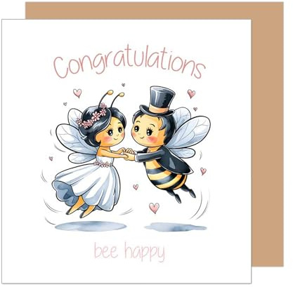 Edition Seidel Tarjeta de felicitación de boda con sobre, cuadrada, de primera calidad, con sobre, tarjeta de felicitación de boda, tarjeta de felicitación de casamiento con abejas HQ128 SW025