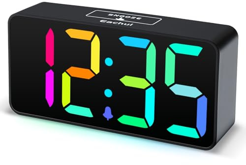 Eachui LED Wecker Digital mit Große Ziffern RGB Farbig für Kinder