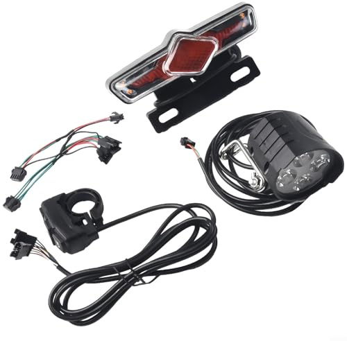 Juego de luces delanteras y traseras para bicicleta eléctrica, kit de iluminación LED de 36 V-60 V con interruptor DK336 y cable de 3/4 pines para readaptación de bicicletas eléctricas, IPX4