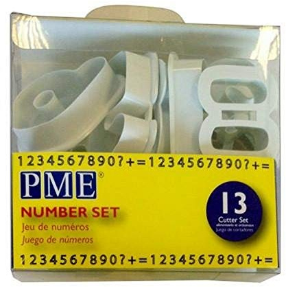 PME AN301 Zahlenausschneider für Zuckerarbeiten und Tortendekorierung, Sortiment, Kunststoff, Ivory, 5 x 1.3 x 5 cm, 13-teilig