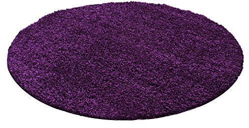Carpettex Hochflor Teppich Wohnzimmer Shaggy Flokati Teppich Modern Einfarbig 80 cm Rund Lila - Teppich Schlafzimmer Weich Flauschig Waschbar Teppich Küche Esszimmer - Langflor Teppiche