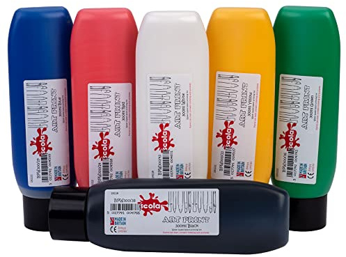 Lino Block Printing Ink Pack of 6 x 300ml Art Print Paint Set Assorted Colours