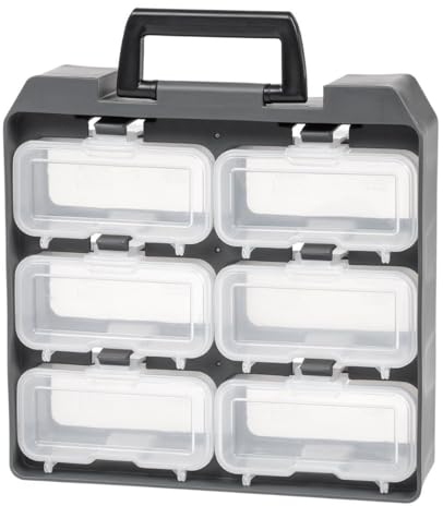 Iris Ohyama, Organizer, Box, Truhe, Mülleimer, Werkzeugkasten, DIY, Schraubenschließfach mit ergonomischen Griffen, 1er-Set, solide, BPA-frei, Garage, Büro, UC-6W, Schwarz