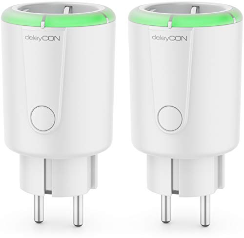 deleyCON 2X Digitale Zeitschaltuhr Countdown Funktion Timer Zeitschalter Schaltuhr Steckdose 15 bis 75 Minuten Schaltzeit max. 1800W mit erhöhtem Berührungsschutz Innenbereich Weiß