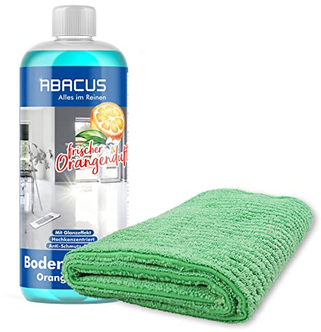 ABACUS® Bodenreiniger Orange Set, Fußbodenreiniger Set, Parkettreiniger, Allzweckreiniger, Wischpflege, Reinigungsmittel Boden, Bodenpflege – Bodenreiniger Orangenfrische 1000 ml Set (7470)