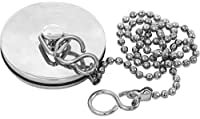 E2trade Chrome Sink Plug with Chain for Kitchen or Bath - 45mm (1.3/4 Inch) with Ball Type and S Hook Shaped Chain Made of Stainless Steel 450mm (18 Inch)