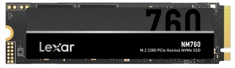 Lexar NM760 1TB SSD, M.2 2280 PCIe Gen4x4 NVMe 1.4 Internal SSD, Up to 5300MB/s Read, Up to 4500MB/s Write, Internal Solid State Drive for PS5, PC, Laptop, Gamers, Professionals (LNM760X001T-RNNNG)