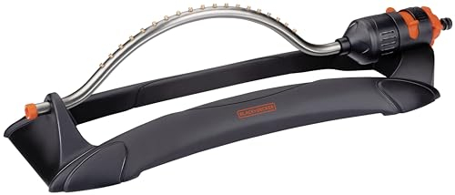 BLACK+DECKER Rasensprenger 19 Düsen - Getrieberegner mit Messingdüsen - Sprinklersystem für Rasenbewässerung - Kreisregner Verstellbar