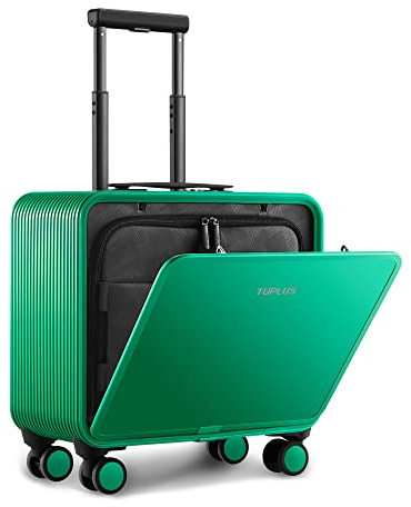 TUPLUS Koffer Aluminium Trolley Rollkoffer mit 4 Rollen Reisekoffer Handgepäck Hartschalenkoffer mit TSA Schloss,Quick S Serie,42.8cm/30L,Grün