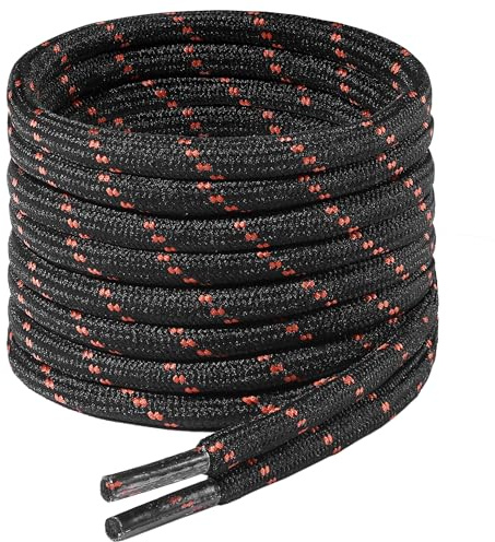 7STROBBS 2 PAIRS Strong Work Boot Laces, Heavy Duty Round Shoelaces for Walking Boots, Trainers Shoes, Hiking Boots, Safety Boots, Thick Shoe Lace Black Brown 140CM