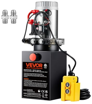 VEVOR Bomba Hidráulica DC 12 V 6 L Unidad Hidráulica de Doble Acción Flujo de Aceite 3,44 L/min Presión Máxima de Descarga 22 MPa para Volquete, Plataforma Elevadora, Remolque, Elevación y Descarga