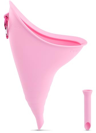 Urinal für Frauen,Faltbar Weibliches Urinal,Weibliches Urinal Silikon Trichter Tragbares Urinal Stehend Bis Pinkeltrichter Wiederverwendbarer Frauenurinal für Outdoor-Wandern und Camping (Pink)