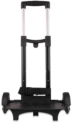 Colourbook Carrello Porta Zaino Pieghevole Nero, Trolley Universale Per Zaini Scuola, Manico Telescopico Regolabile, Ruote Silenziose, Per Elementari Medie E Superiori