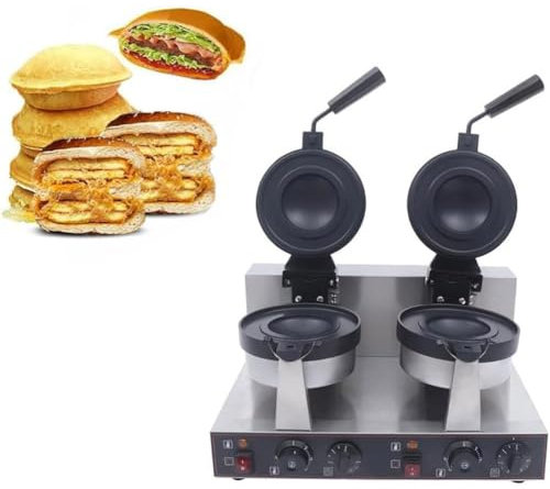 WANGYYDS Hamburger UFO Burger Machine Part, 1300 W Stick Electric Panini Press Machine di Hamburger 50-300 ℃ Controllo a Temperatura Riscaldamento a Doppia Faccia da 5 Minuti Guppa,Doublehead