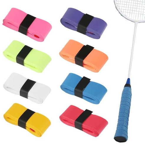 Caldamn 8-Teiliger Kleber für Badmintonschläger Griffband Verschleißfest Mehrfarbig Anti-Rutsch-Griptapebadminton Griffband für TennisschläGer Badminton SchläGer Golfstange Baseball