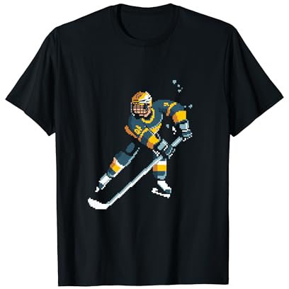 Eishockeyspieler Pixel Art Eishockeyhelm T-Shirt
