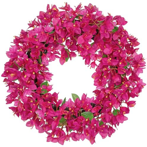 Künstliche Bougainvillea-Kranz Dekokranz Blumenkranz Türkranz Deko groß Türkran Wandkranz Frühlingsdeko für Frühlings-Sommer-Osterdekoration, Zuhause, Parties, Hochzeiten, Ø45cm