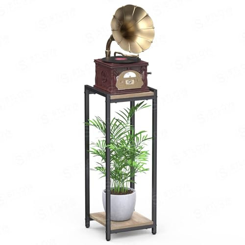 Pflanzenständer, 2 Etagen Blumenständer, Pflanzenregal Ecke Metall Blumentopfständer, Blumenhocker Innen Blumenregal für Mehrere Pflanzen Wohnzimmer Ecke Outdoor Balkon Garten, Schwarz-Grau