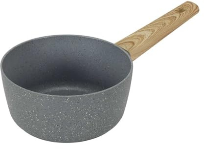 COOK CONCEPT, KC25381, Smidd aluminiumkastrull med träeffekthandtag, idealisk för snabb och enhetlig tillagning, induktionskompatibel, mått 20 cm, brungrå färg