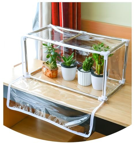 Mini-växthus, bärbart trädgårdstält med transparent PVC-lock, växthus med rostfritt stålrör, lätt att montera, för trädgård (klar-B, 120 x 50 x 50 cm)