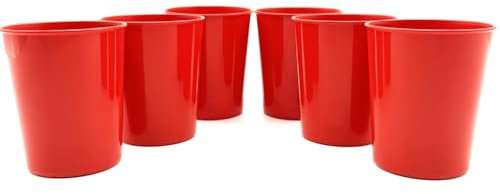Kimmel Juego de 6 vasos de 250 ml, vasos de plástico reutilizables, color rojo