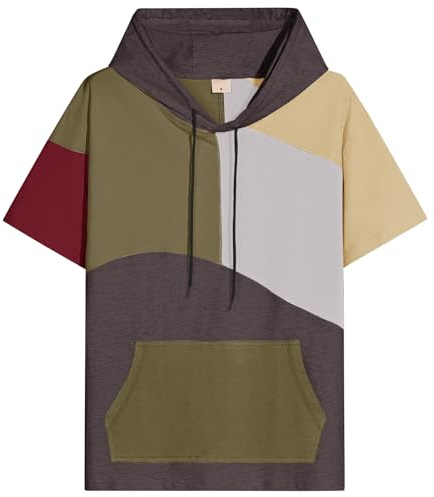 RUIZEHONG Felpa Maniche Corte con Cappuccio Uomo Cotone Maglietta con Cappuccio T-Shirt Estate Sportiva