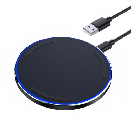 【Aggiornato】Tigratigro Caricatore Wireless 20W, Piastra di Ricarica Rapida Wireless Compatta e Antiscivolo, Stazione di Ricarica per iPhone e Samsung (DH16 - Nero)