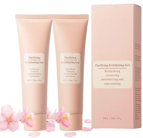 Purifying Exfoliating Gel, 2PCS Gentle Exfoliating Face Scrub, Peeling Gel Cleanser, Moisturizing Face Wash, Soft Dead Skin, Soothe Purify Facial Skin Care(2 * 1.76oz.)