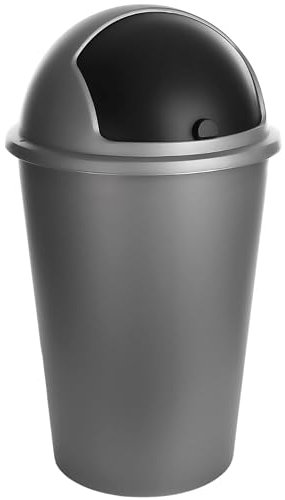 SUSTANIA Mülleimer Küche 50 L mit schwarzem Schiebedeckel Ø 40cm x H 68cm – Abfalleimer groß aus Kunststoff – Müllbehälter geruchsdicht – Made in Europe