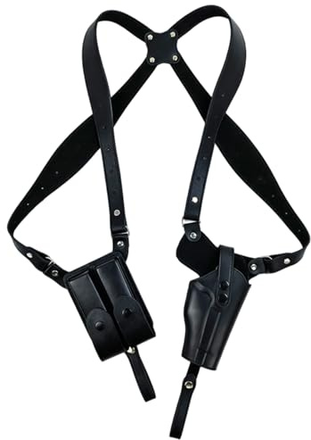 Fundas para Armas, Fundas de Hombro Ajustables de Cuero PU para Transporte Oculto con Bolsa de Cargador Doble para Caza, Cosplay, Pistola al Aire Libre