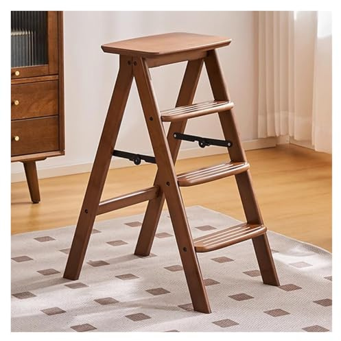 Escalera plegable de madera 2 en 1, taburete portátil antideslizante y estante de almacenamiento para el hogar y la cocina, ideal para flores y taburete de pie