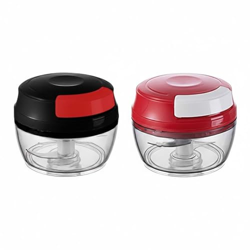 PNJB Manual Pull Cord Food Chopper, Easy Press Lid, Ergonomic Design, Lightweight & Portable, Kitchen Food Processor for Quick Chopping, Mincing and Meal Preparation, Random Color