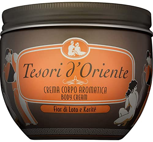 Tesori d'Oriente - Crema Corpo Profumata Fior di Loto con Burro di Karitè, Texture Morbida Nutriente e Idratante per la Pelle, Note Floreali, Azione Antiossidante ed Emolliente, 300ml