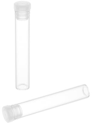 100 pezzi di vetro per fondo piatto | vetro da laboratorio trasparente | Vaso da laboratorio disponibile in vetro trasparente o protezione UV | provette in vetro ambrato con tappo lamellare – ca. 1,5 g, 52,5 x 8 mm